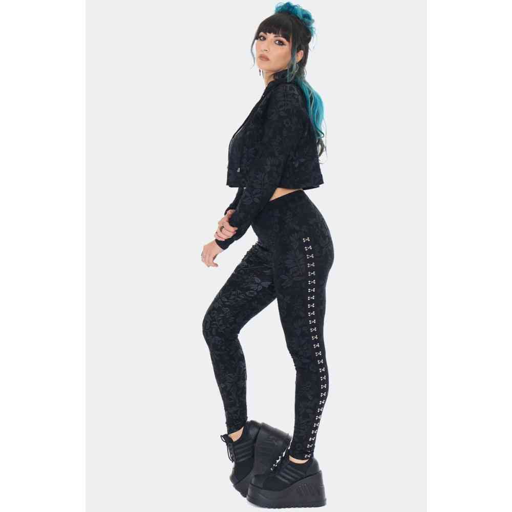 Jawbreaker - Cat Print With Side Trim Legging - Zwart